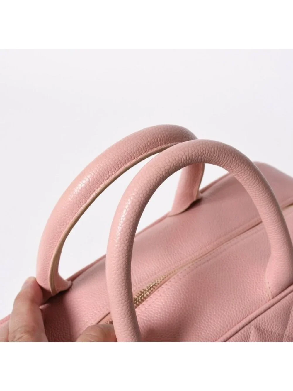 Chanel Jumbo CC Logo Quilted Bowling Bag Caviar Leather Pink Gold